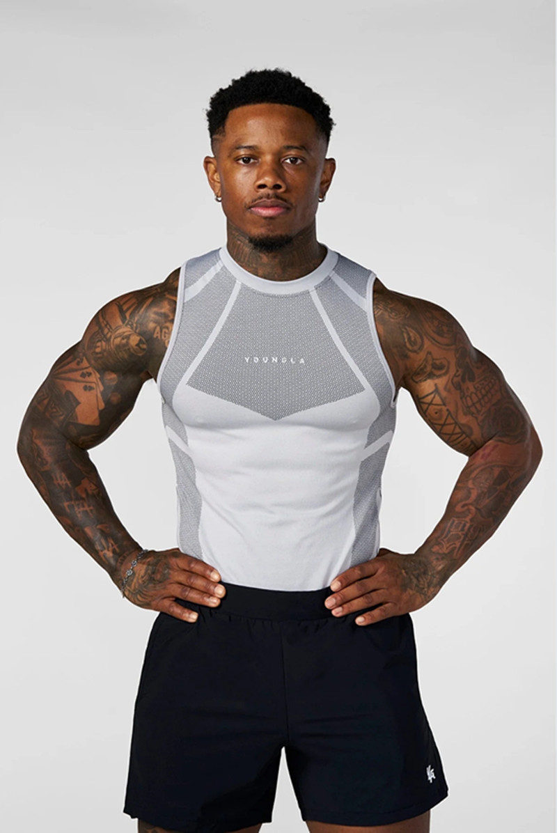 Light Gray YoungLA Tank Top - supplier BX-16