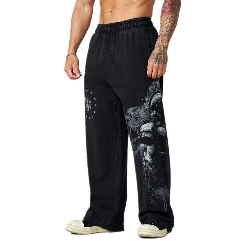 Black / Gray Print YoungLA Graphic Pants - supplier CK-04