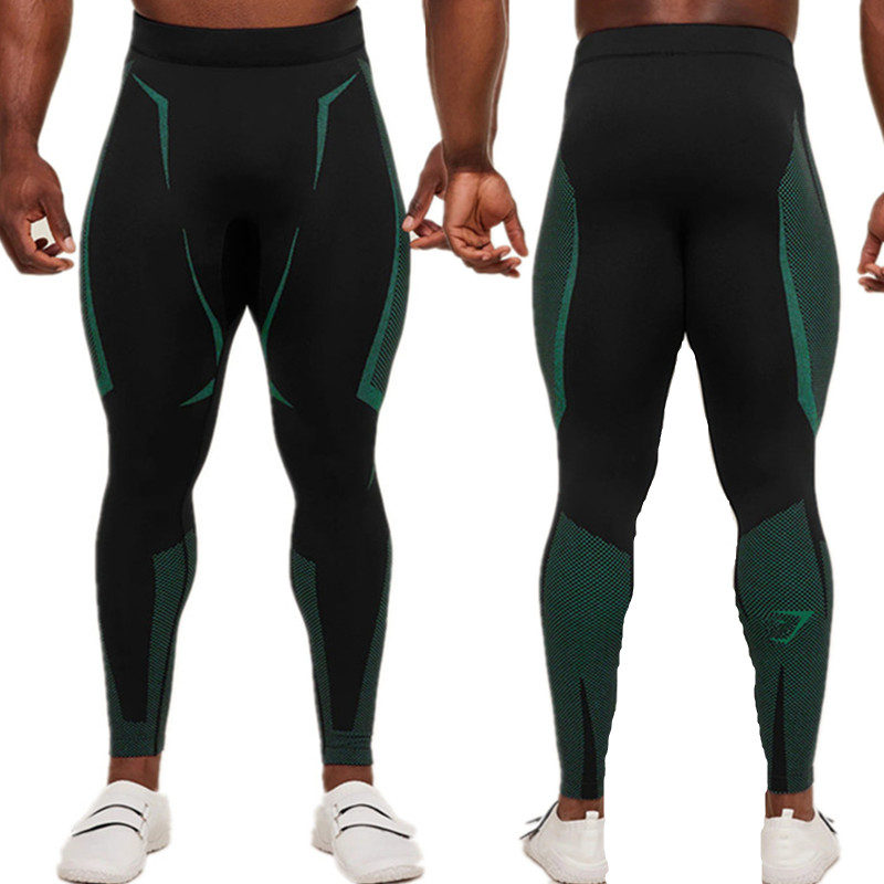 Black / Green Print Gymshark Training Leggings - supplier CK-29