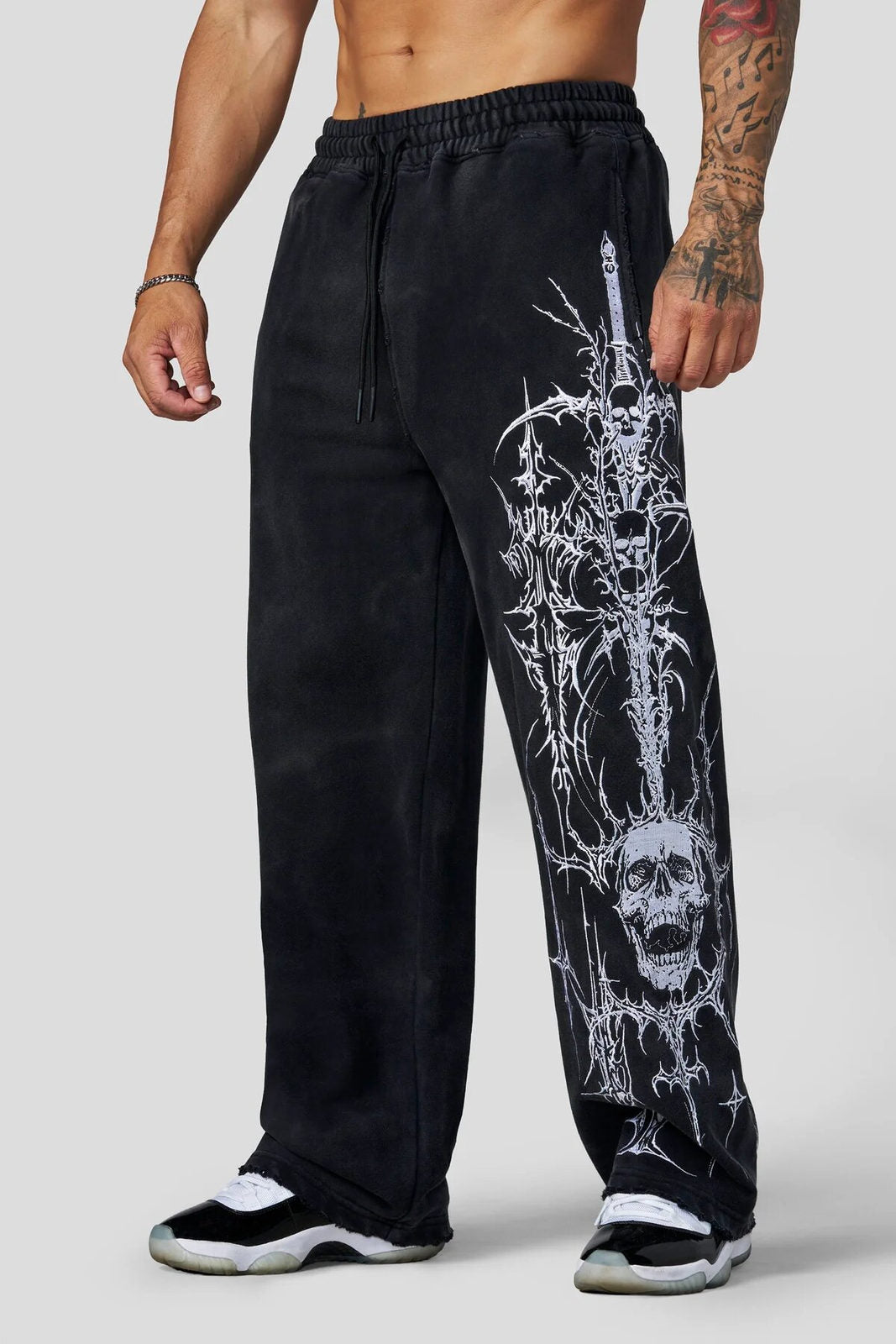 Black / White Print Graphic Pants - supplier CK-38