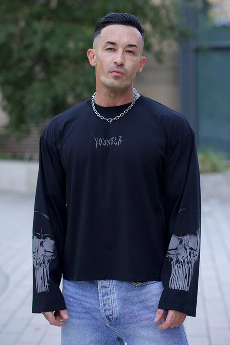 Black YoungLA Long-Sleeve Top - supplier CX-01