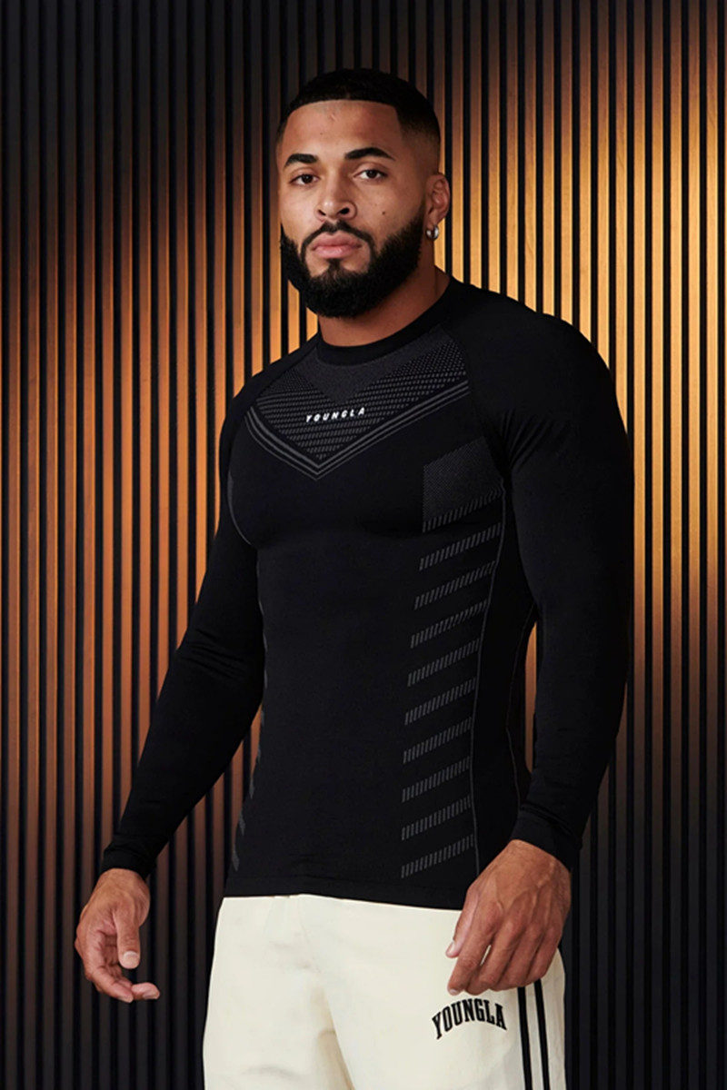 Black YoungLA Long-Sleeve Top - supplier CX-03