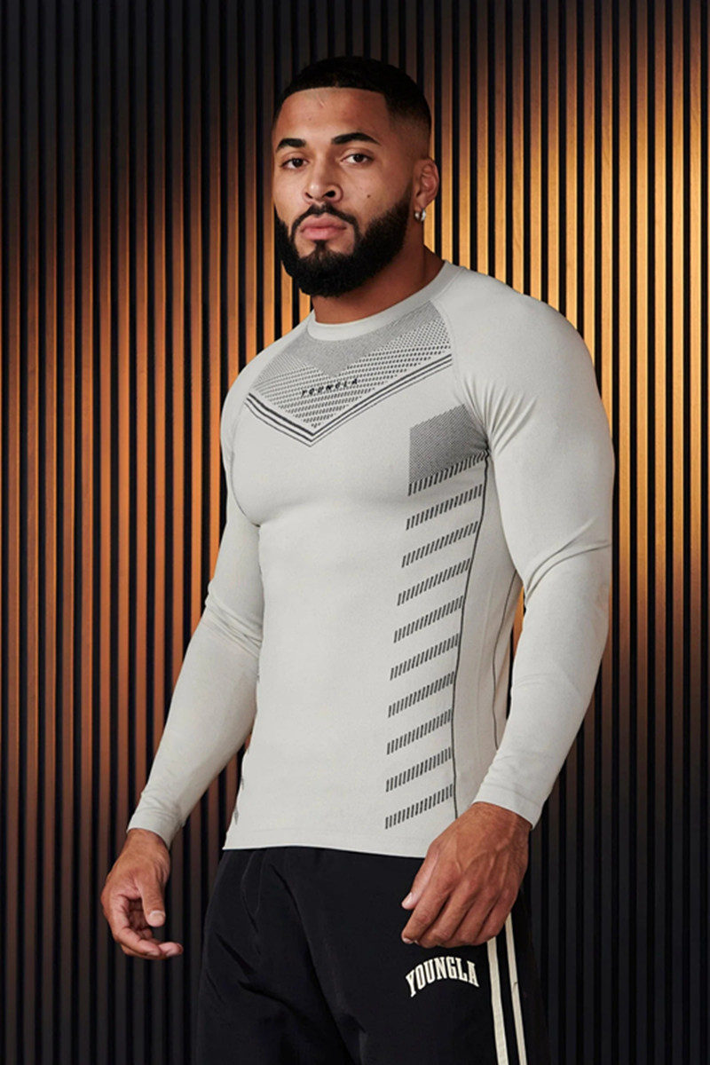 Light Gray YoungLA Long-Sleeve Top - supplier CX-03