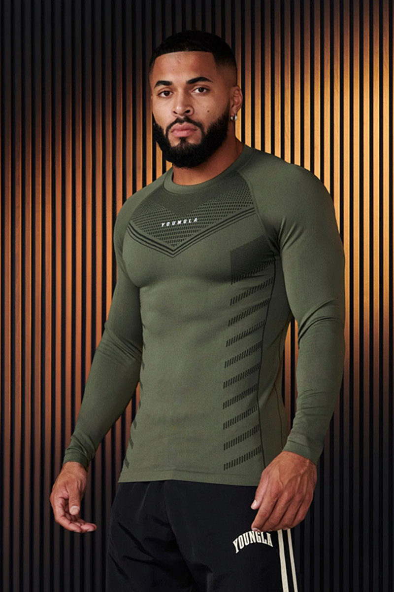 Army Green YoungLA Long-Sleeve Top - supplier CX-03