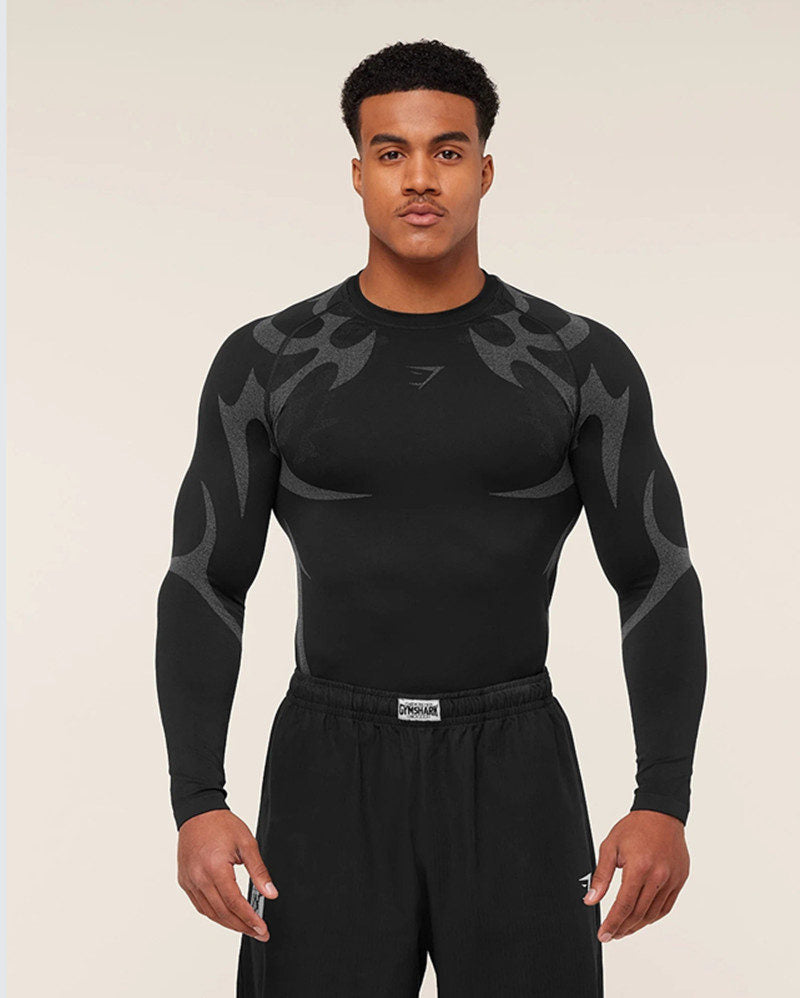 Black / Gray Gymshark Long-Sleeve Top - supplier CX-09