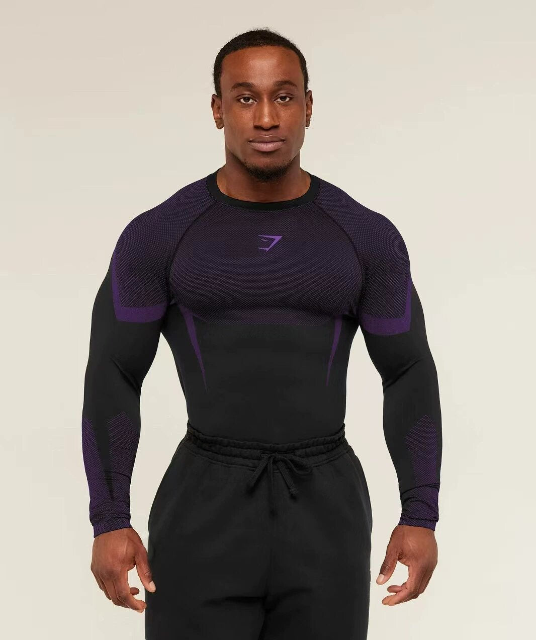 Black / Purple Panels Gymshark Panelled Long-Sleeve Top - supplier CX-10