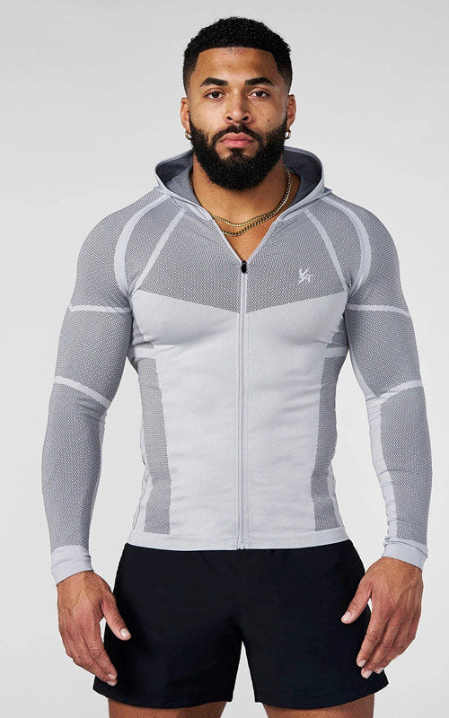 Light Gray YoungLA Full-Zip Training Hoodie - supplier CX-11