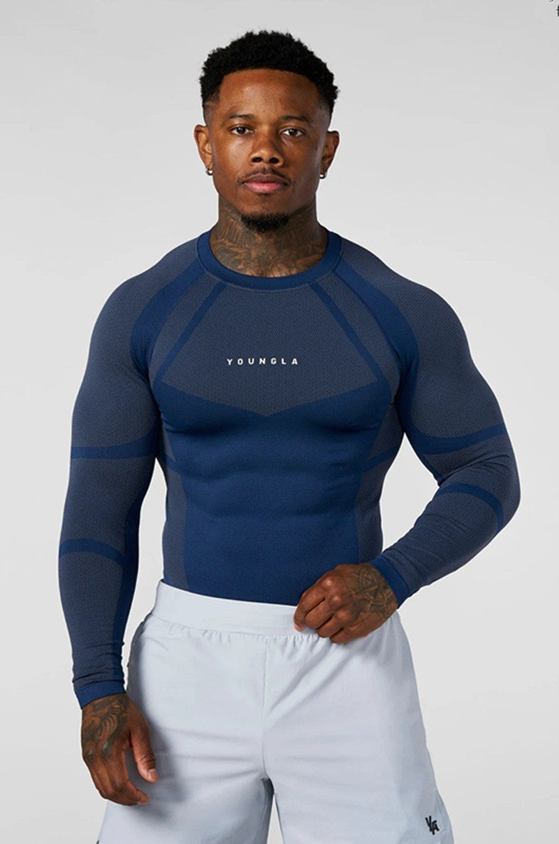 Navy Blue YoungLA Long-Sleeve Top - supplier CX-16