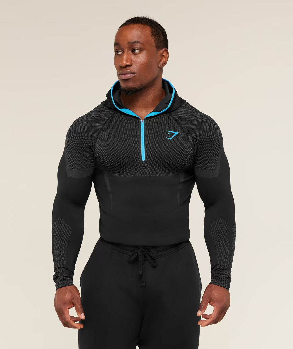 Black / Blue Gymshark Quarter-Zip Training Top - supplier CX-19