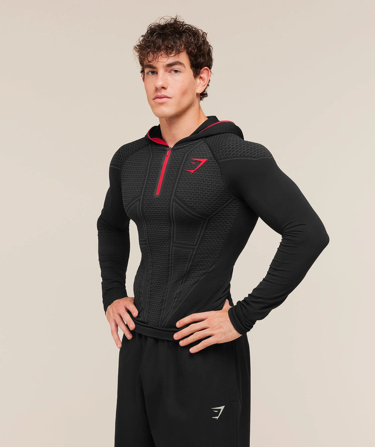 Black / Red Gymshark Quarter-Zip Training Top - supplier CX-20