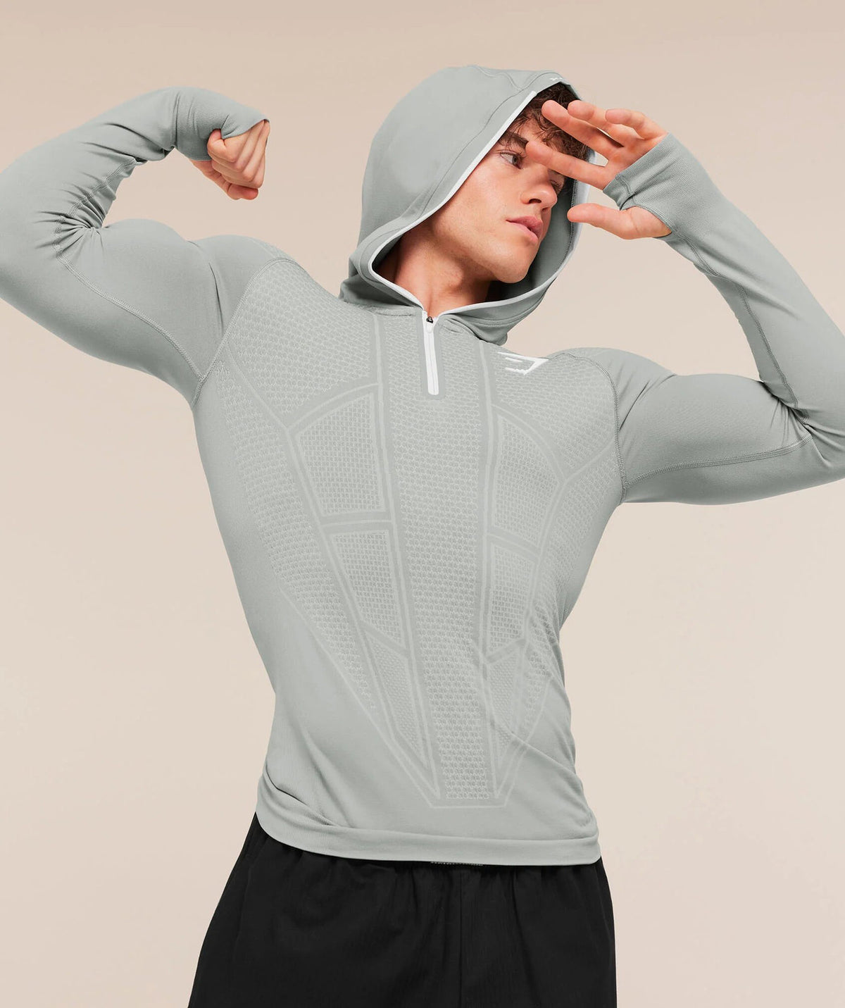 Light Gray Gymshark Quarter-Zip Training Top - supplier CX-20