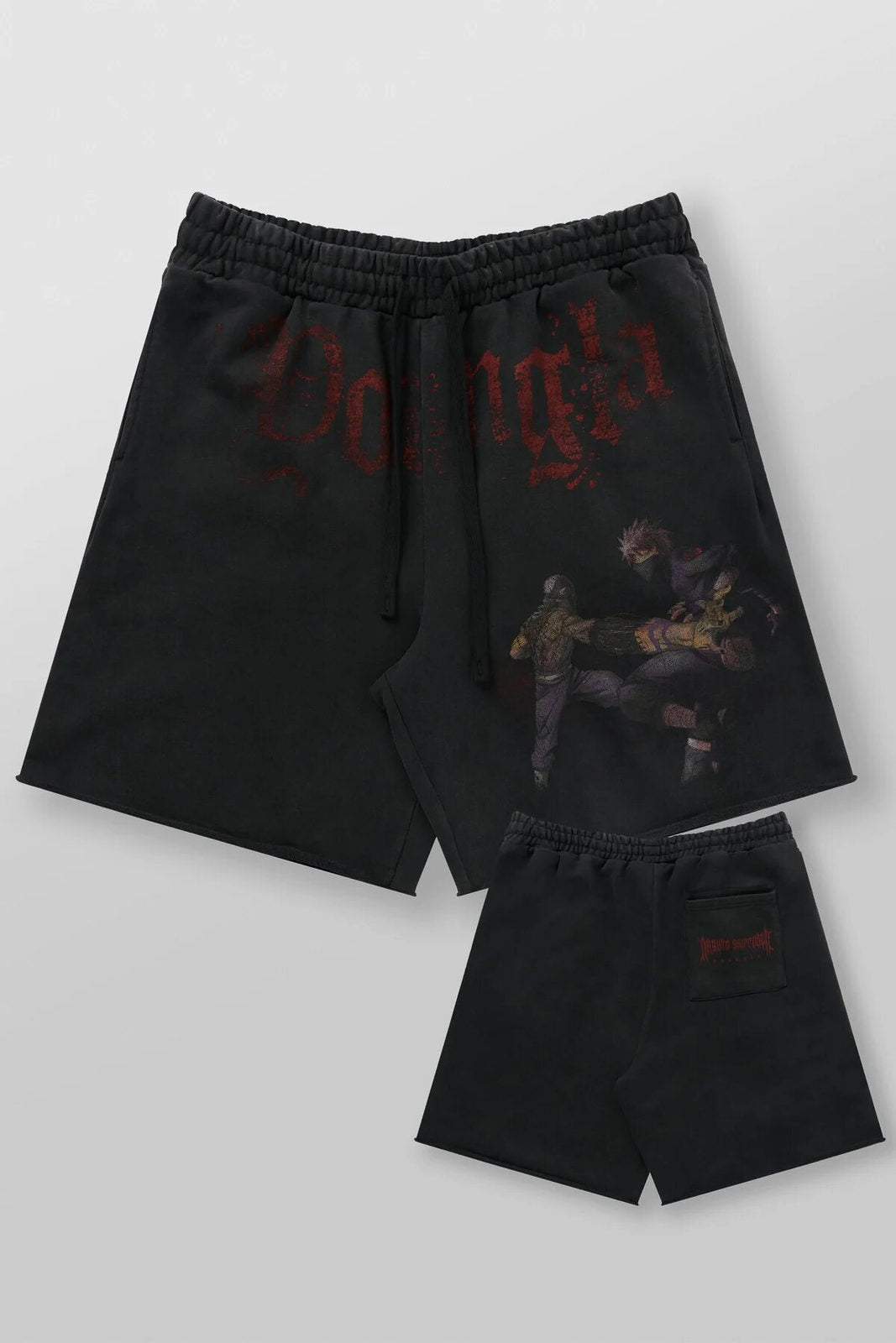 Black / Dark Red Graphic YoungLA Graphic Shorts - supplier DK-31