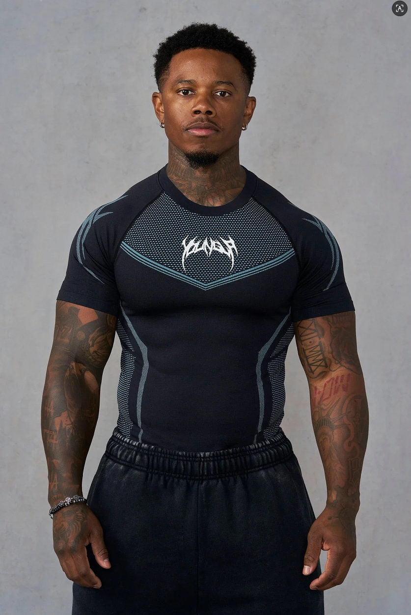 Black / Blue Print YoungLA Graphic T-Shirt - supplier TX-05