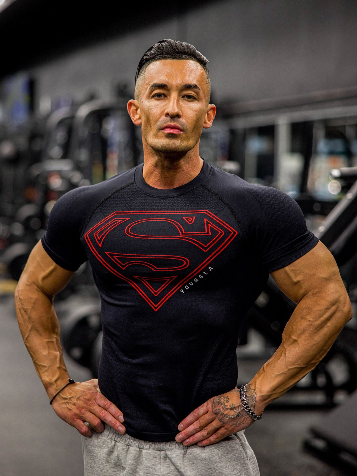 Black / Red Print YoungLA Graphic T-Shirt - supplier TX-07