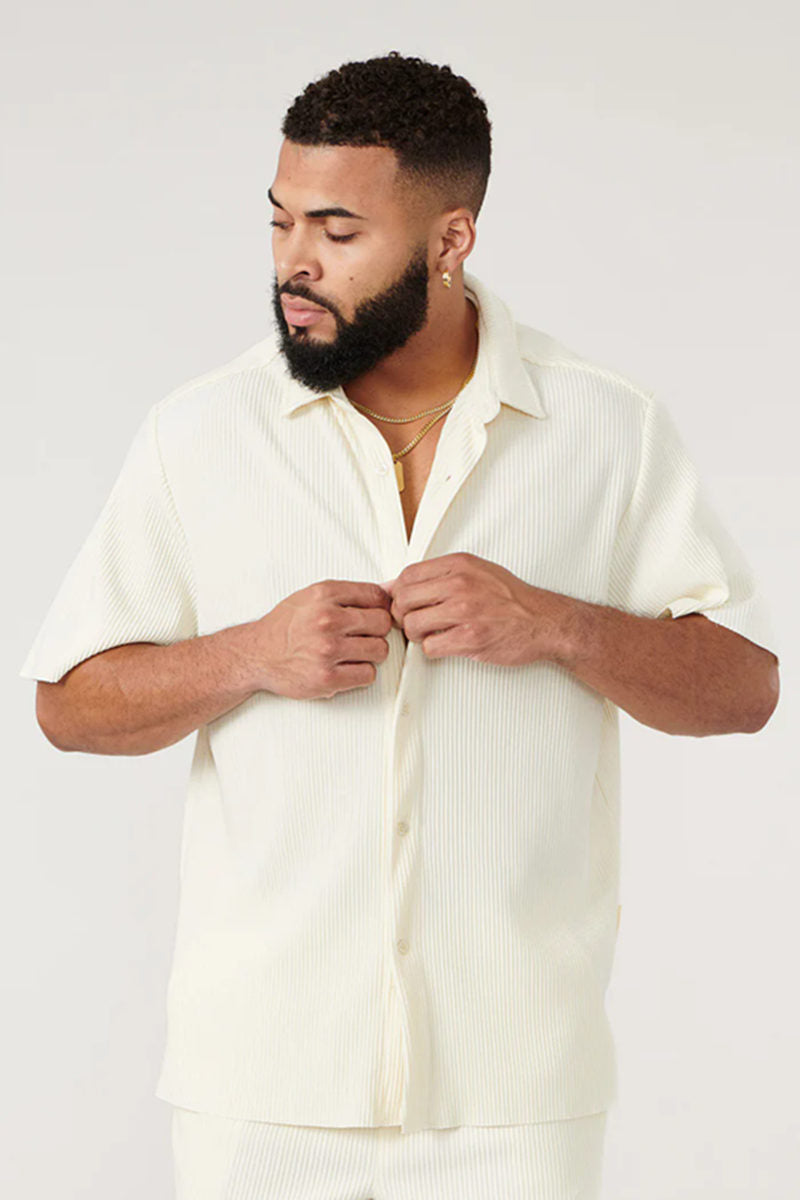 Off-White Short-Sleeve Button-Up Shirt - supplier TX-09