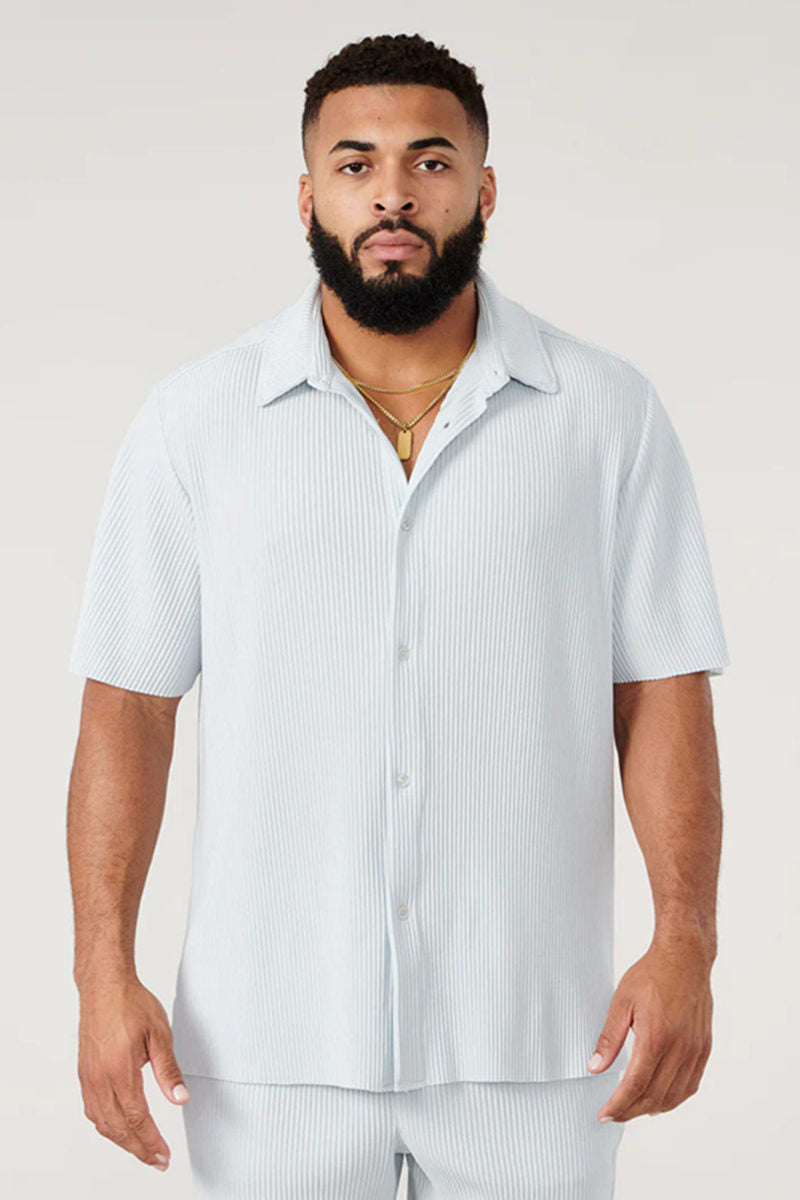 Light Blue Short-Sleeve Button-Up Shirt - supplier TX-09