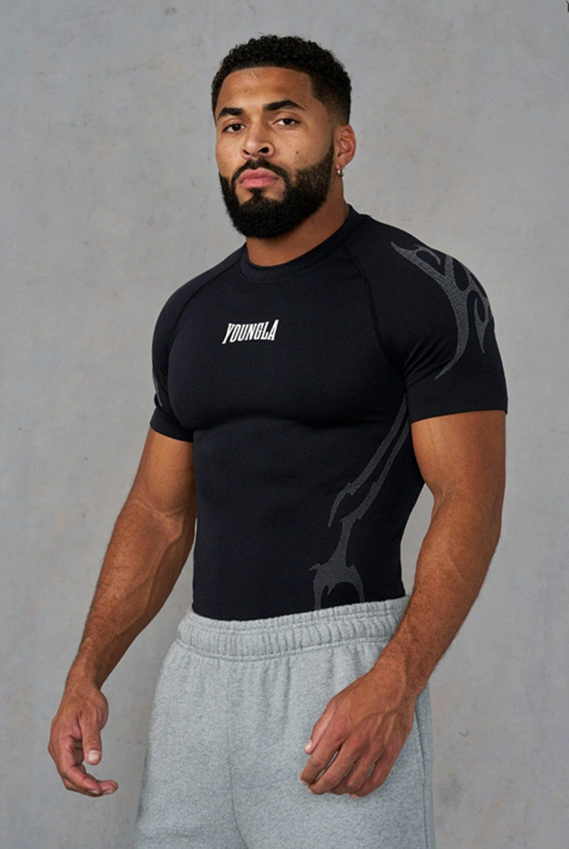 Black / Gray Print YoungLA Graphic T-Shirt - supplier TX-12