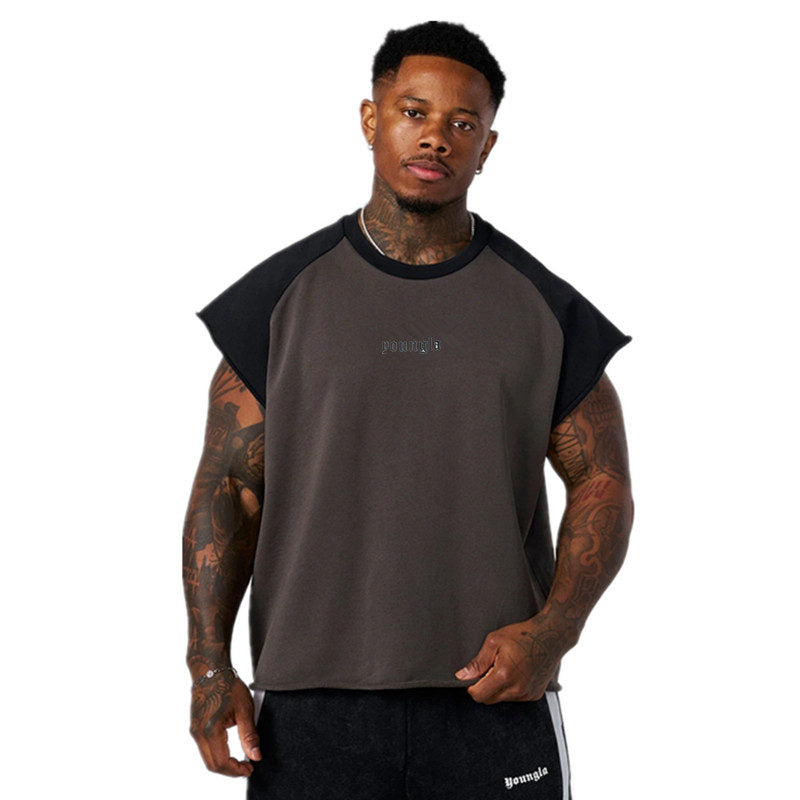 Khaki / Black YoungLA Cut-Off Top - supplier TX-13