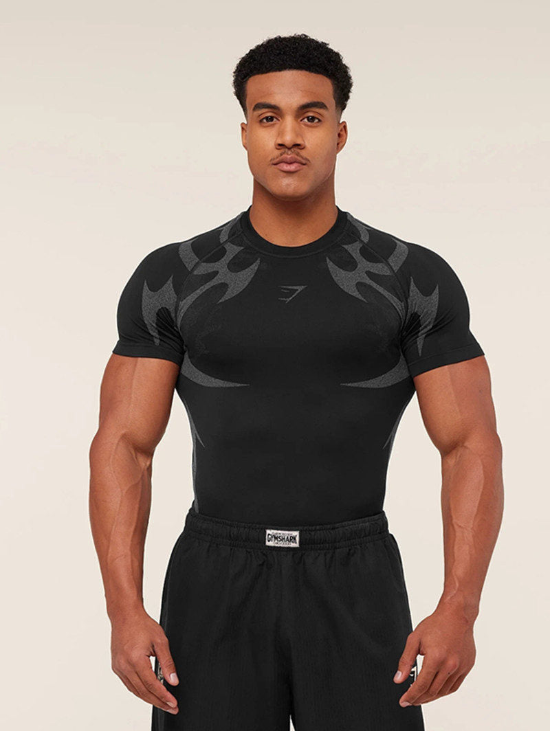 Black / Gray Print Gymshark Graphic T-Shirt - supplier TX-15