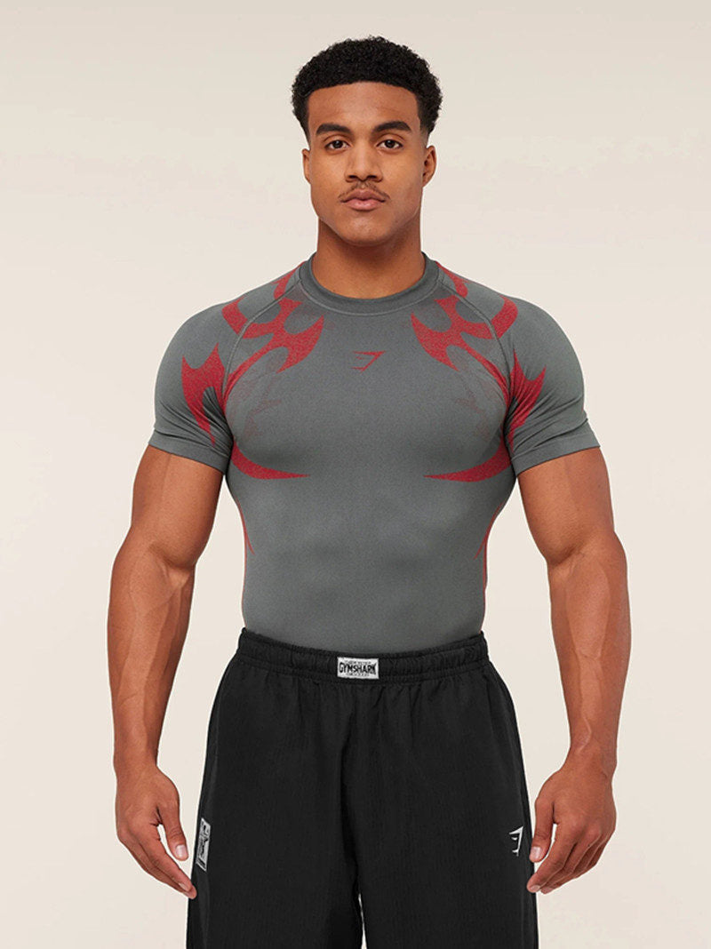 Gray / Red Print Gymshark Graphic T-Shirt - supplier TX-15