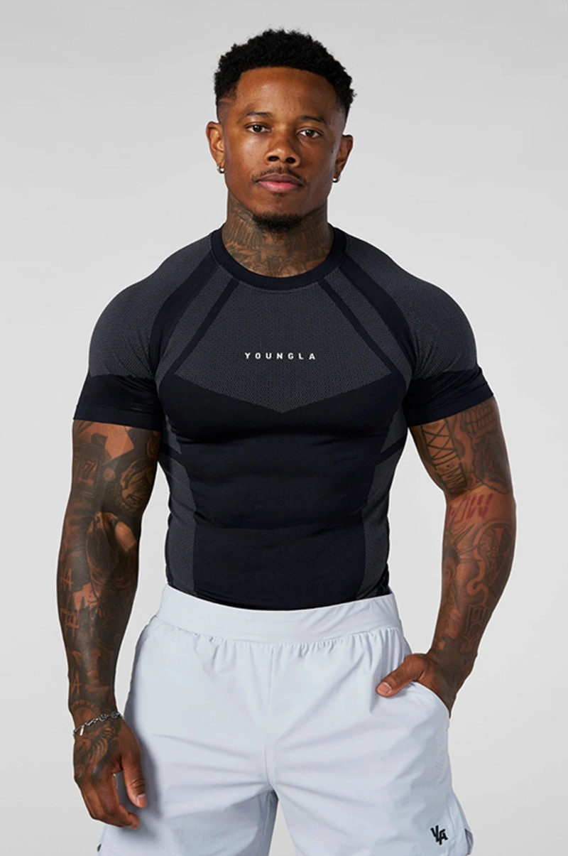 Black / Gray Print YoungLA Graphic T-Shirt - supplier TX-16