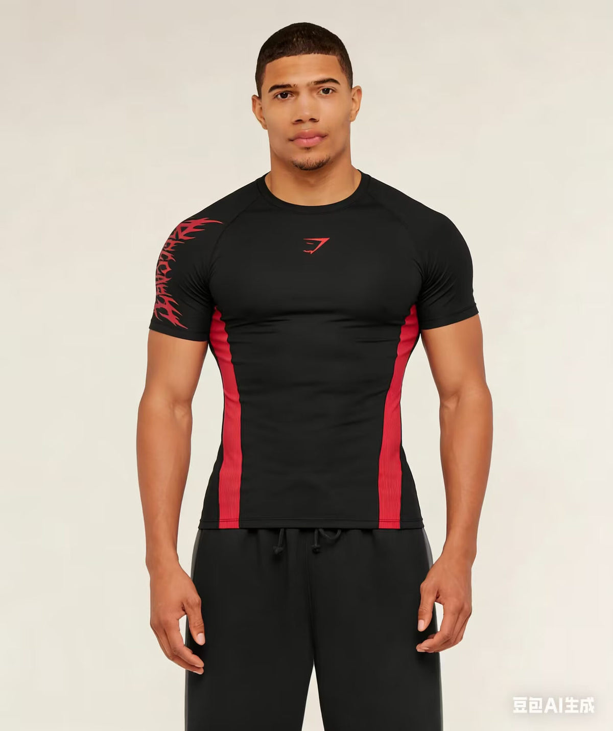 Black / Red Panels Gymshark Panelled T-Shirt - supplier TX-17