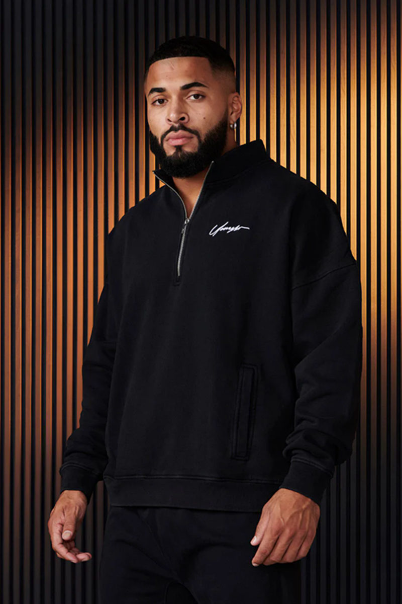 Black Gymshark Quarter-Zip Pullover - supplier WY-02