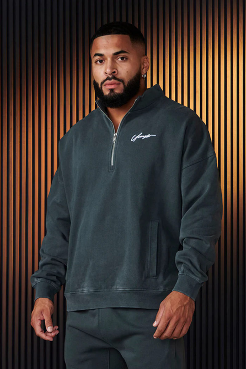 Dark Green Gymshark Quarter-Zip Pullover - supplier WY-02