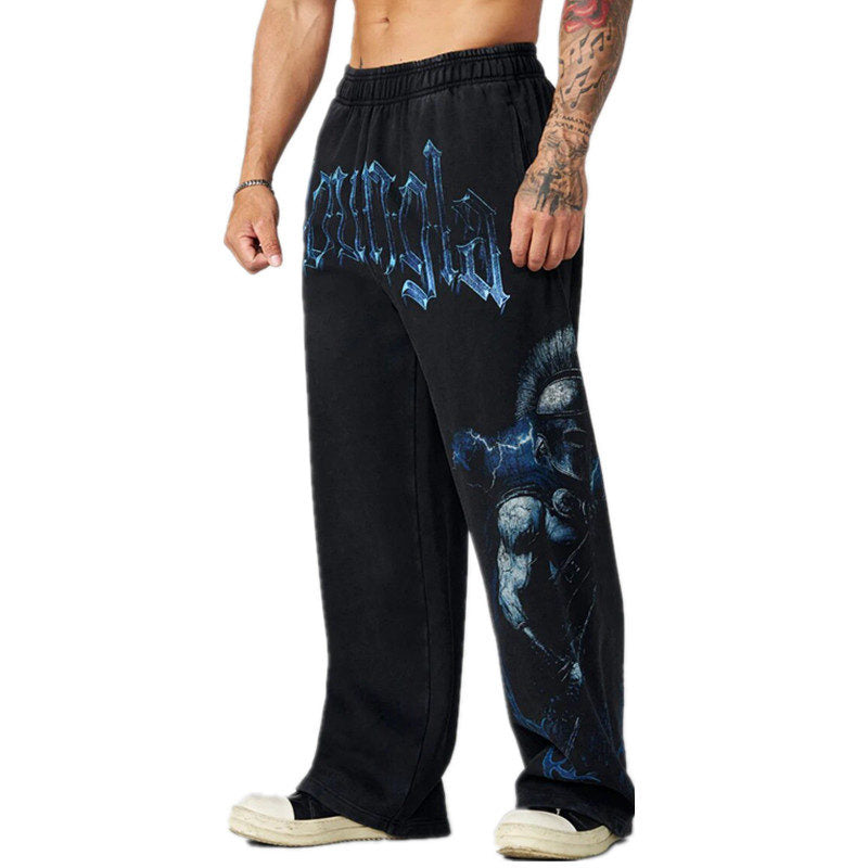 Black / Blue Floral Print YoungLA Graphic Pants - supplier CK-04