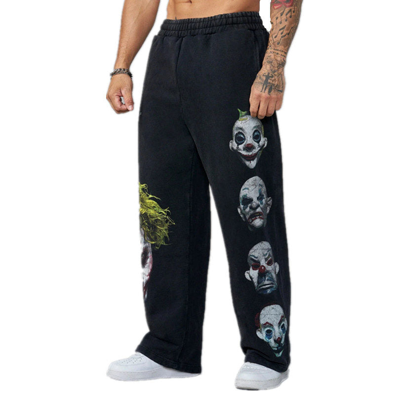 Black / Clown Print YoungLA Graphic Pants - supplier CK-21