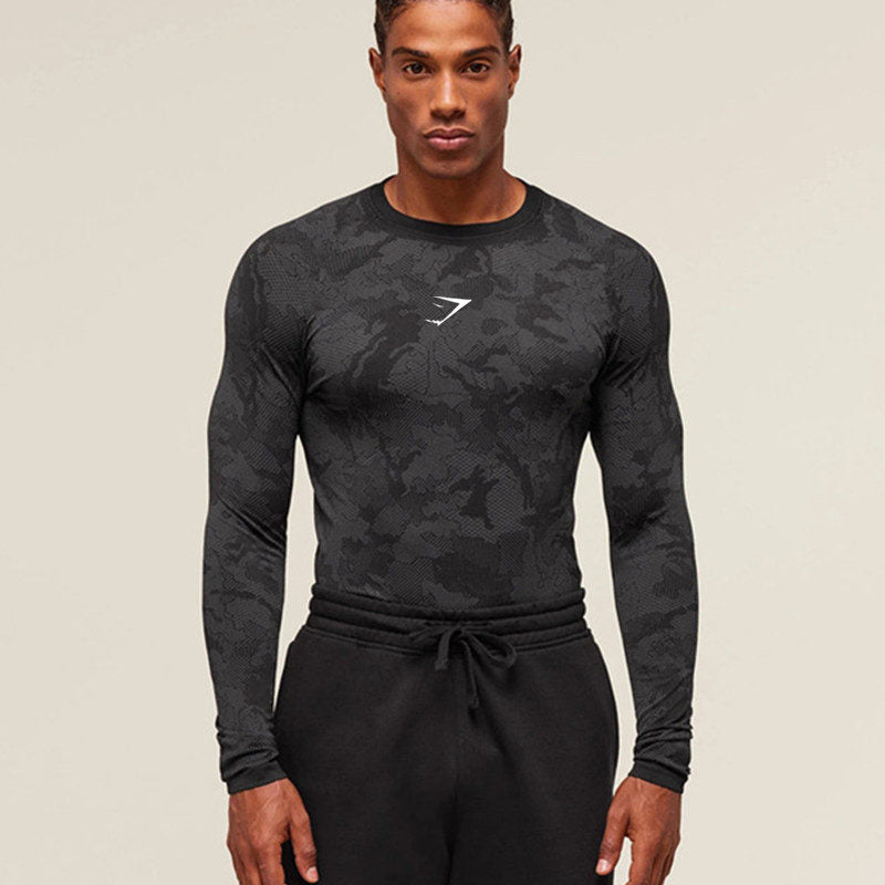 Black Camo Gymshark Camo Long-Sleeve Top - supplier CX-12