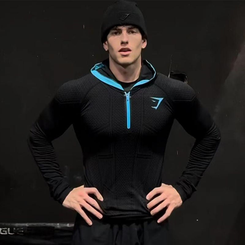 Black / Blue Gymshark Quarter-Zip Training Top - supplier CX-19