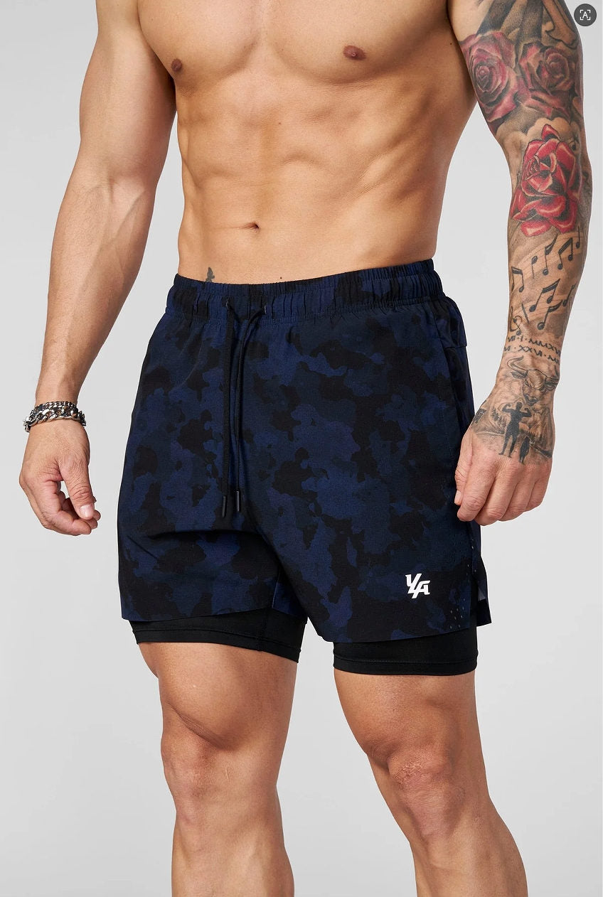 Navy YoungLA Camo Shorts - supplier DK-12
