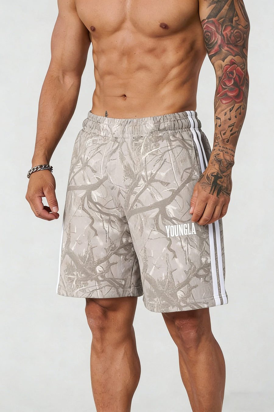 Light Gray Camo YoungLA Camo Shorts - supplier DK-30