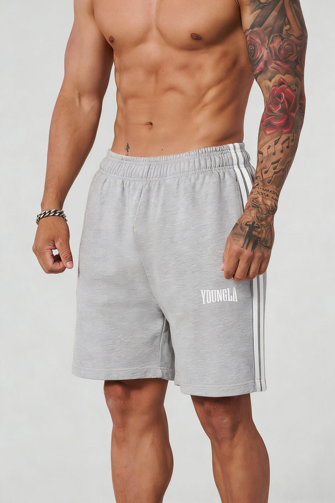 Light Gray YoungLA Camo Shorts - supplier DK-30