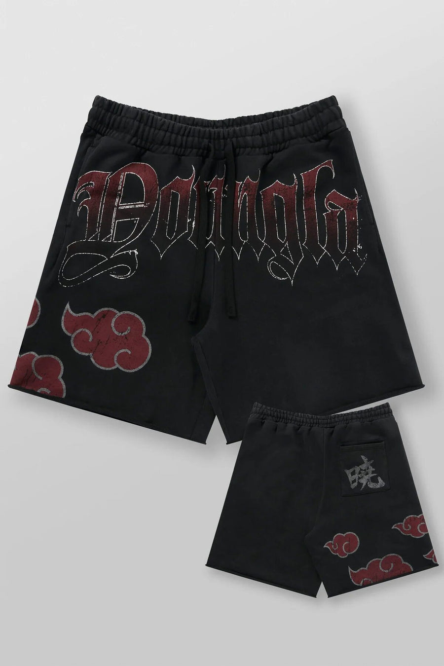 Black / Red Cloud Graphic YoungLA Graphic Shorts - supplier DK-31