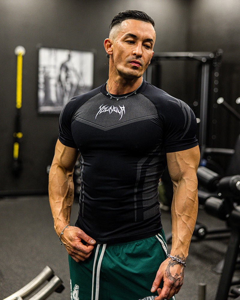 Black / Gray Print YoungLA Graphic T-Shirt - supplier TX-05