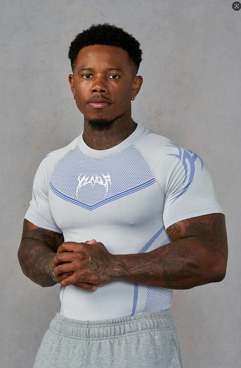 White / Blue Print YoungLA Graphic T-Shirt - supplier TX-05