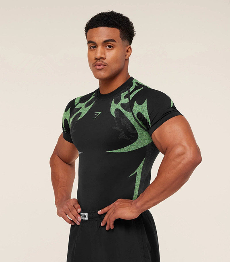 Black / Green Print Gymshark Graphic T-Shirt - supplier TX-15