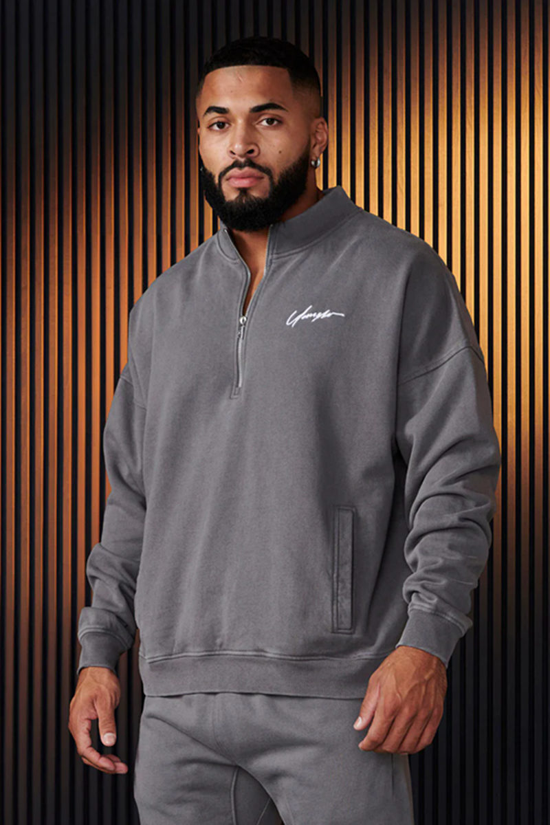 Dark Gray Gymshark Quarter-Zip Pullover - supplier WY-02
