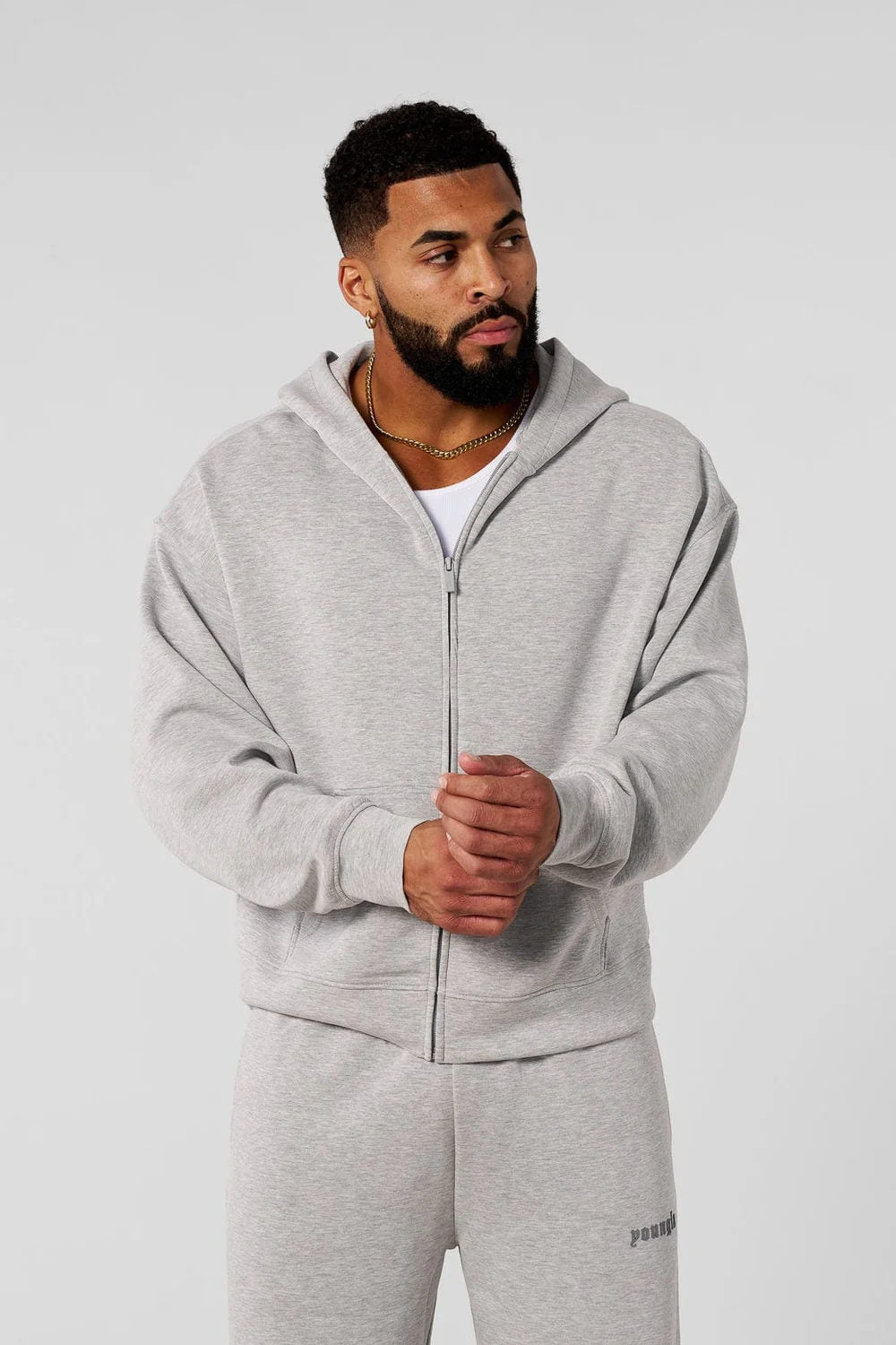 Light Gray Gymshark Zip-Up Hoodie - supplier WY-06