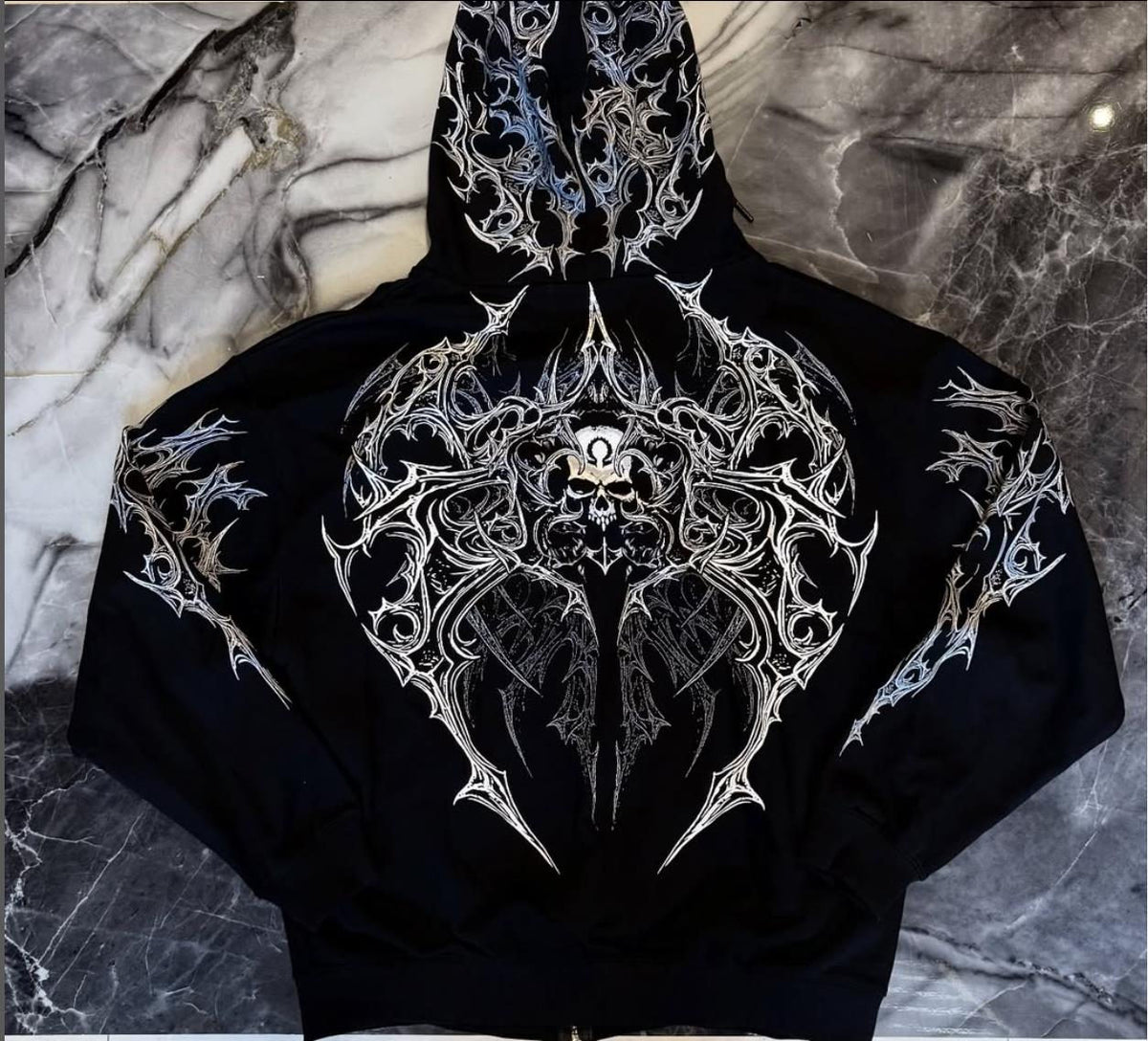 Black / White Print BreatheDivinity Graphic Hoodie - supplier WY-08